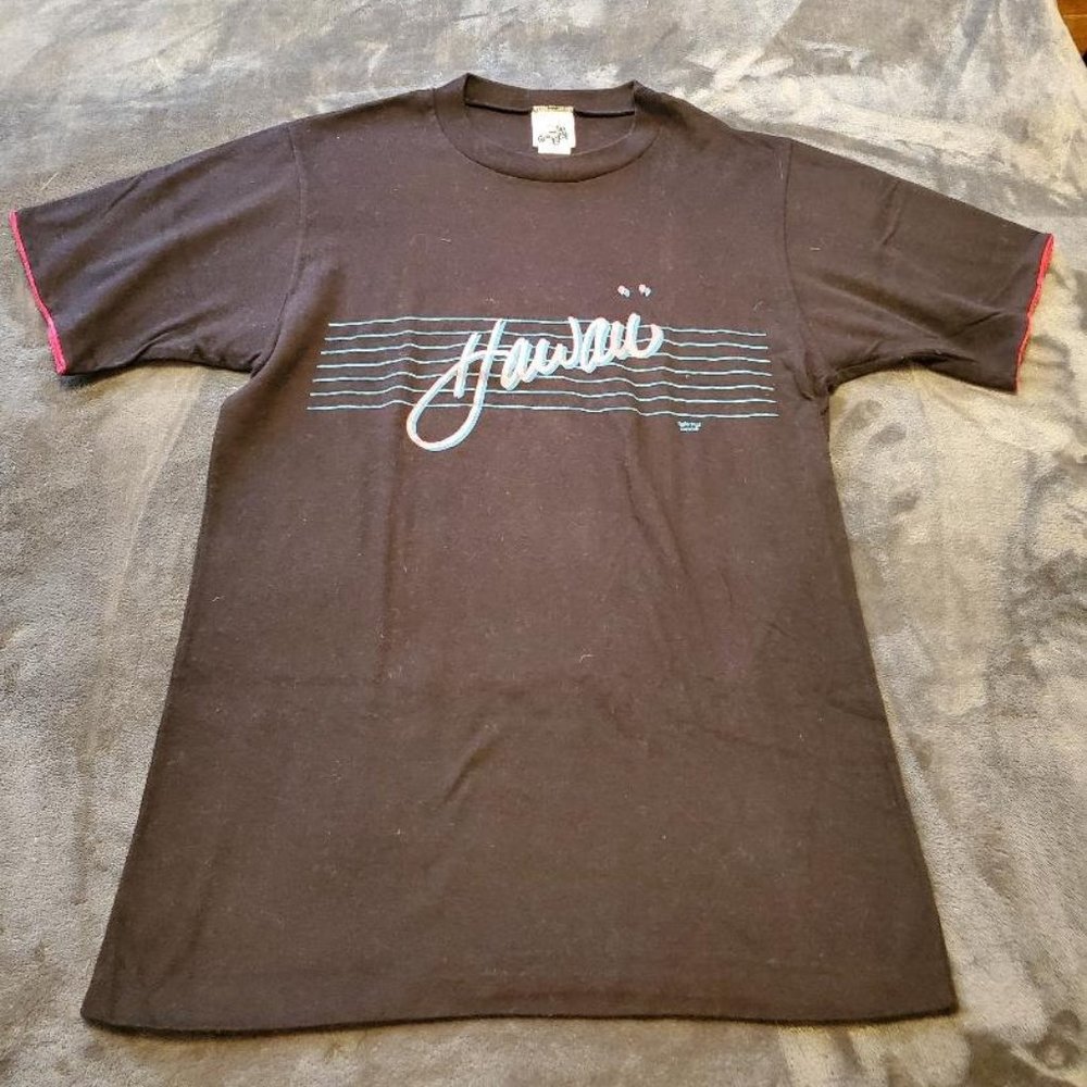 WOMENS VINTAGE BLACK HAWAII SHIRT - 1984